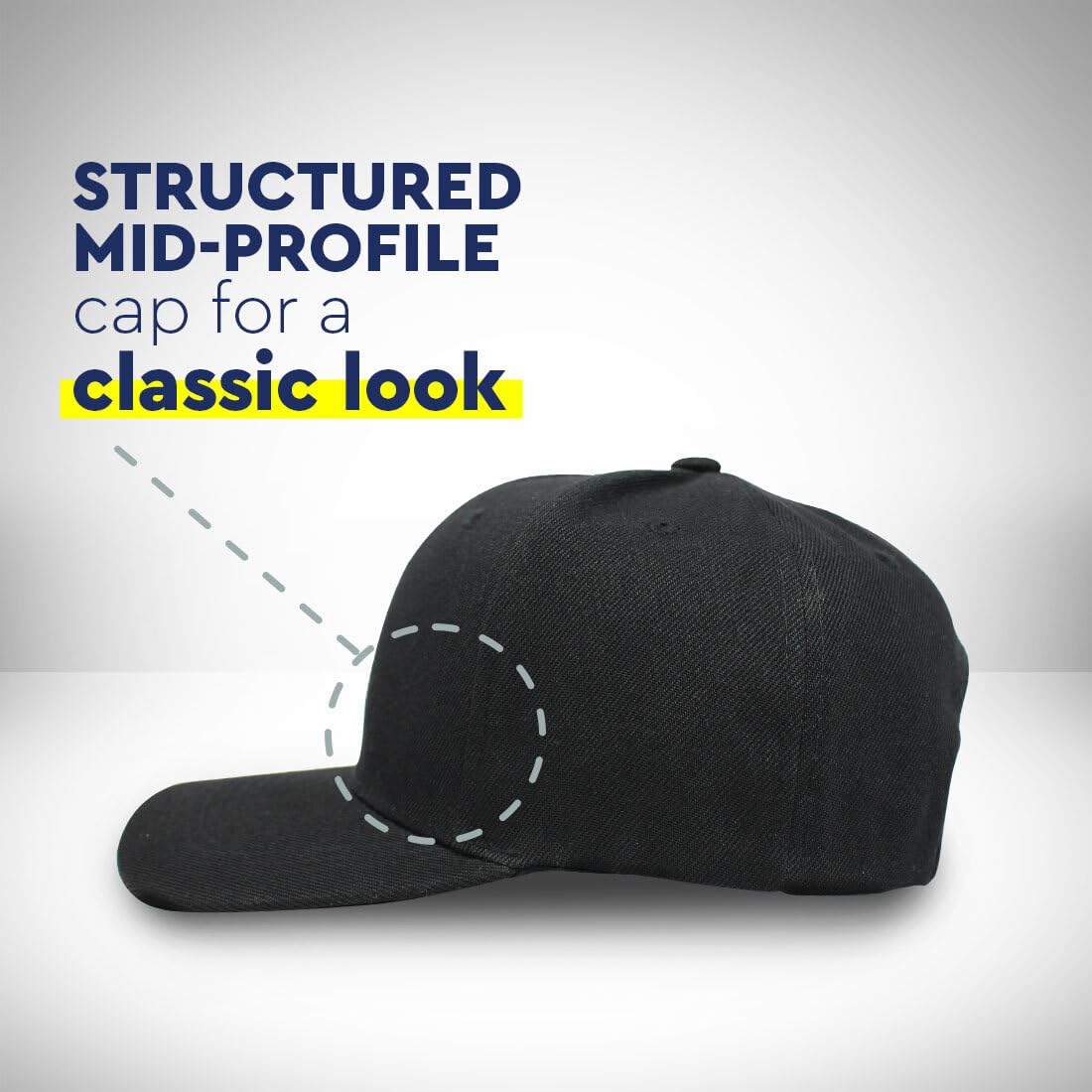 Baseball Cap Custom Personalized Text Acrylic Dad Hats for Men & Women Strap Closure Black