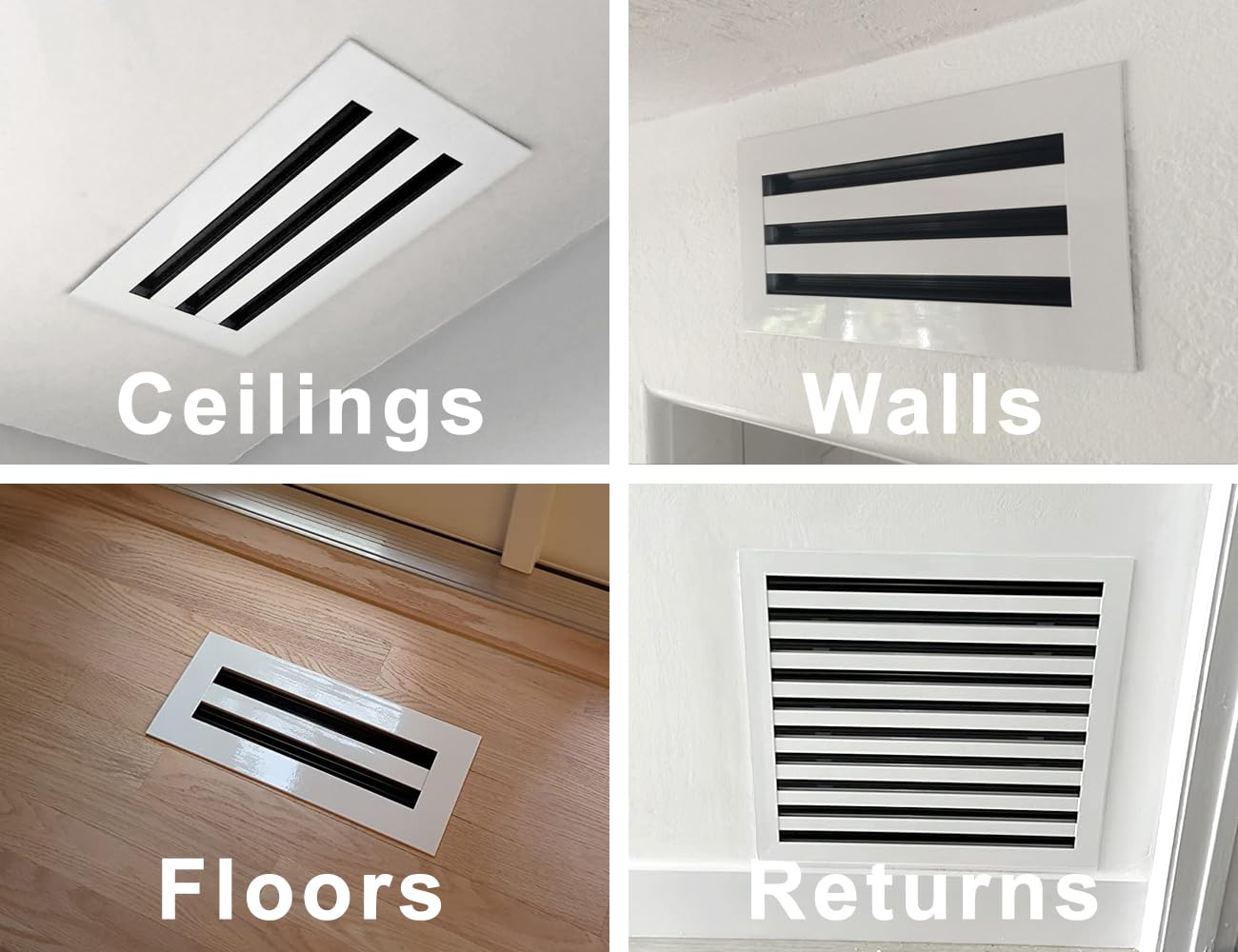 BUILDMART - 14x8 Modern AC Vent Cover - Decorative White Air Vent - Standard Linear Slot Diffuser - Register Grille for Ceiling, Walls & Floors - Texas Buildmart