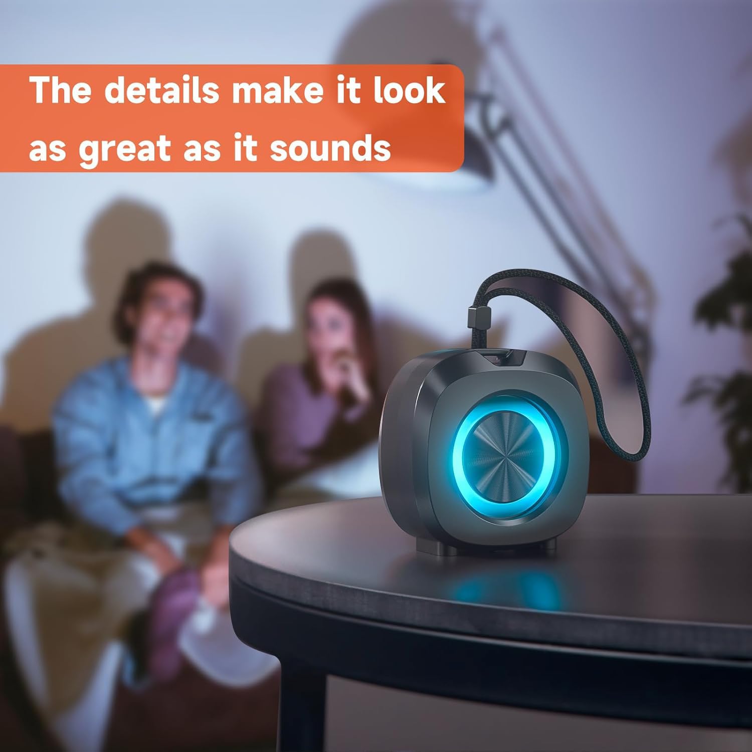 PEICHENG Speaker, Small Portable Bluetooth Wireless IPX5 Waterproof Shower Speaker,Loud Stereo Sound Deep Bass,Dual Pairing, RGB Lights,Long Playtime for Outdoor Party, Great Gift,1PC(Black)