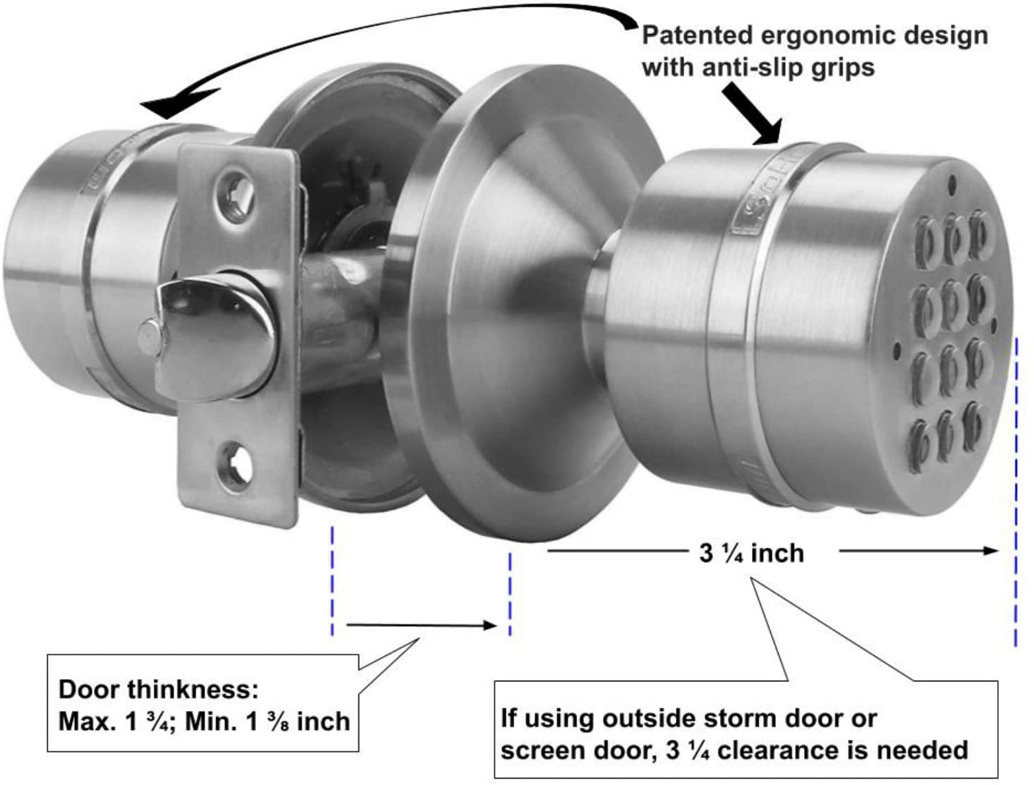 SoHoMiLL Electronic Door Knob (Spring Latch Lock; Not Deadbolt; Not Phone Connected), Single Front keypad YL 99, max Security