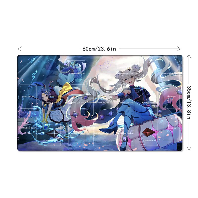 New Mlikemat Duel Playmat Marincess TCG CCG Trading Card Game Mat with Zones + Free Bag (ZD039-557-A-with Zones)