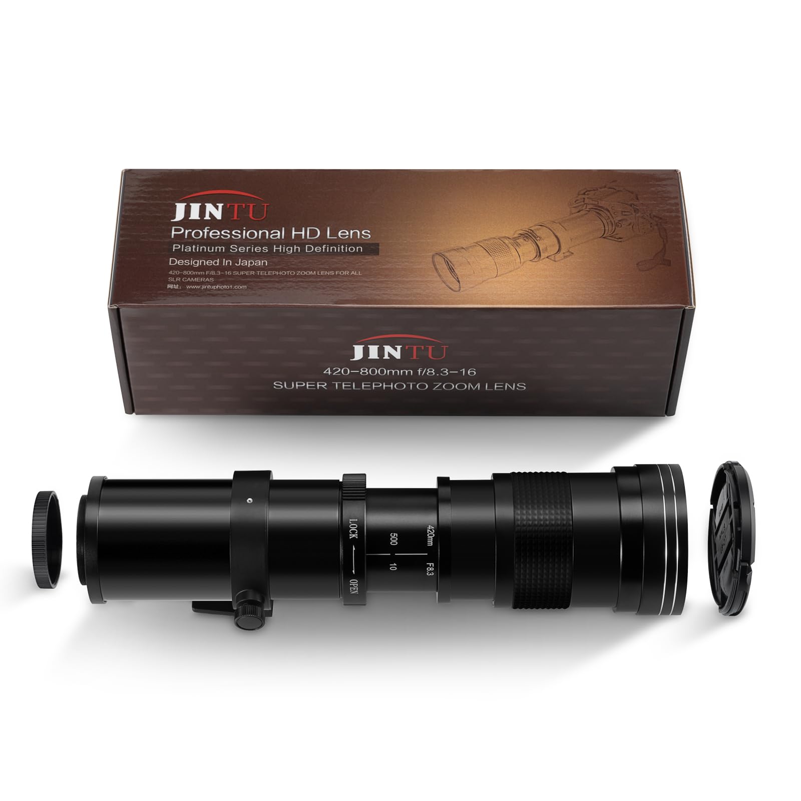 JINTU 420-800mm f/ 8.3 Manual Telephoto Zoom Lens + T-Mount for Canon EOS Rebel SL2 SL1 T3 T3i T4i T5 T5i T6 T6i T6s T7 T7i 4000D 6D 7D 60D 70D 77D 80D 5D II/III/IV 550D 650D SLR Camera Lenses