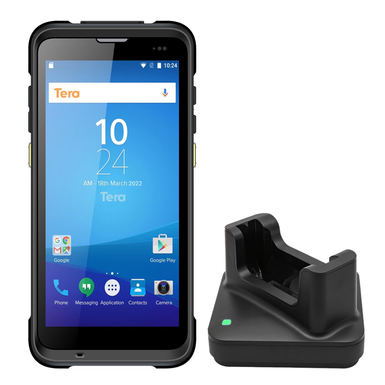 Tera Android Barcode Scanner with Charging Cradle Qualcomm CPU Handheld Rugged PDA QR 2D with Zebra SE4710 Scanner 5.5” HD Display Android 9.0 NFC 4G Wi-Fi GPS BT for WMS Management P166