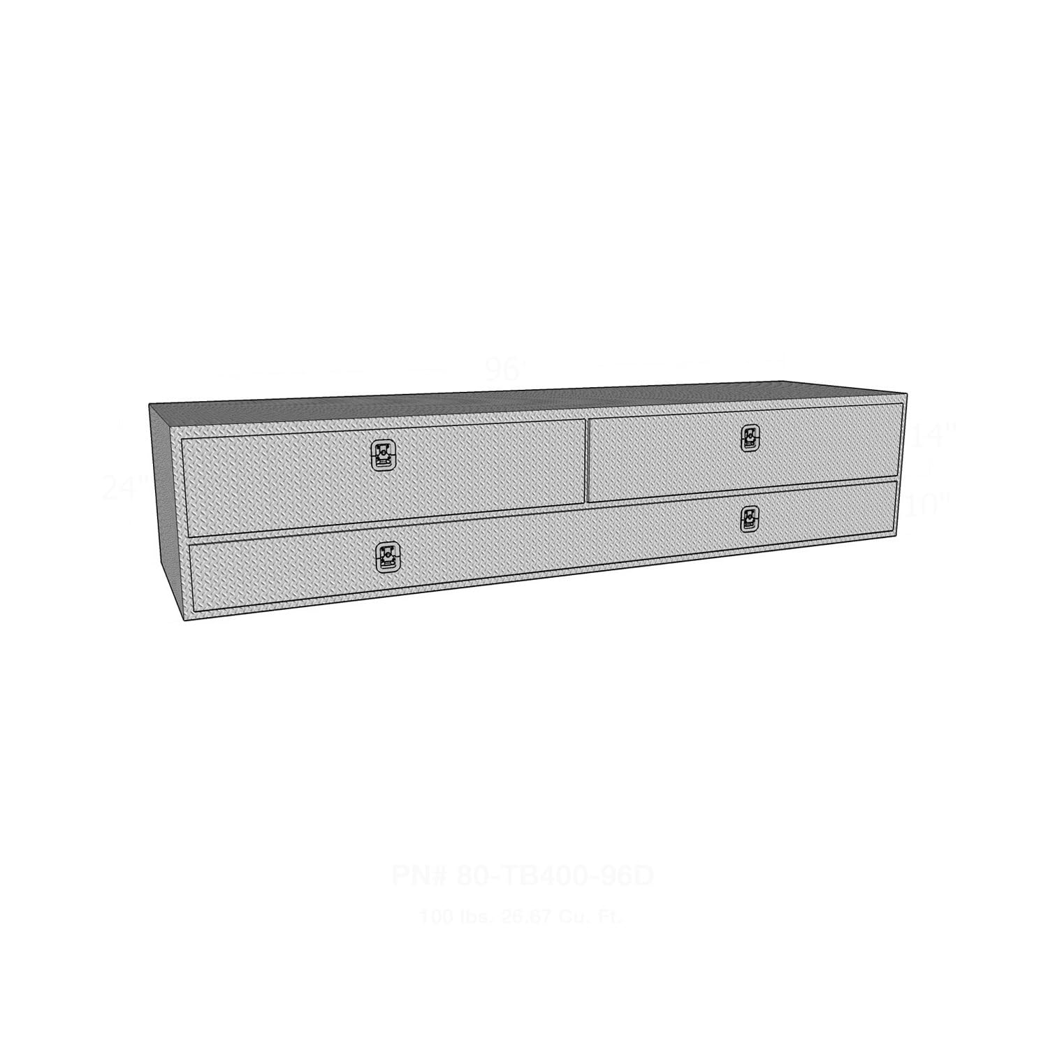Brute 80-TB400-96D Pro Series 96" High Capacity Stake Bed Contractor Polished Aluminum Tool Box with Doors