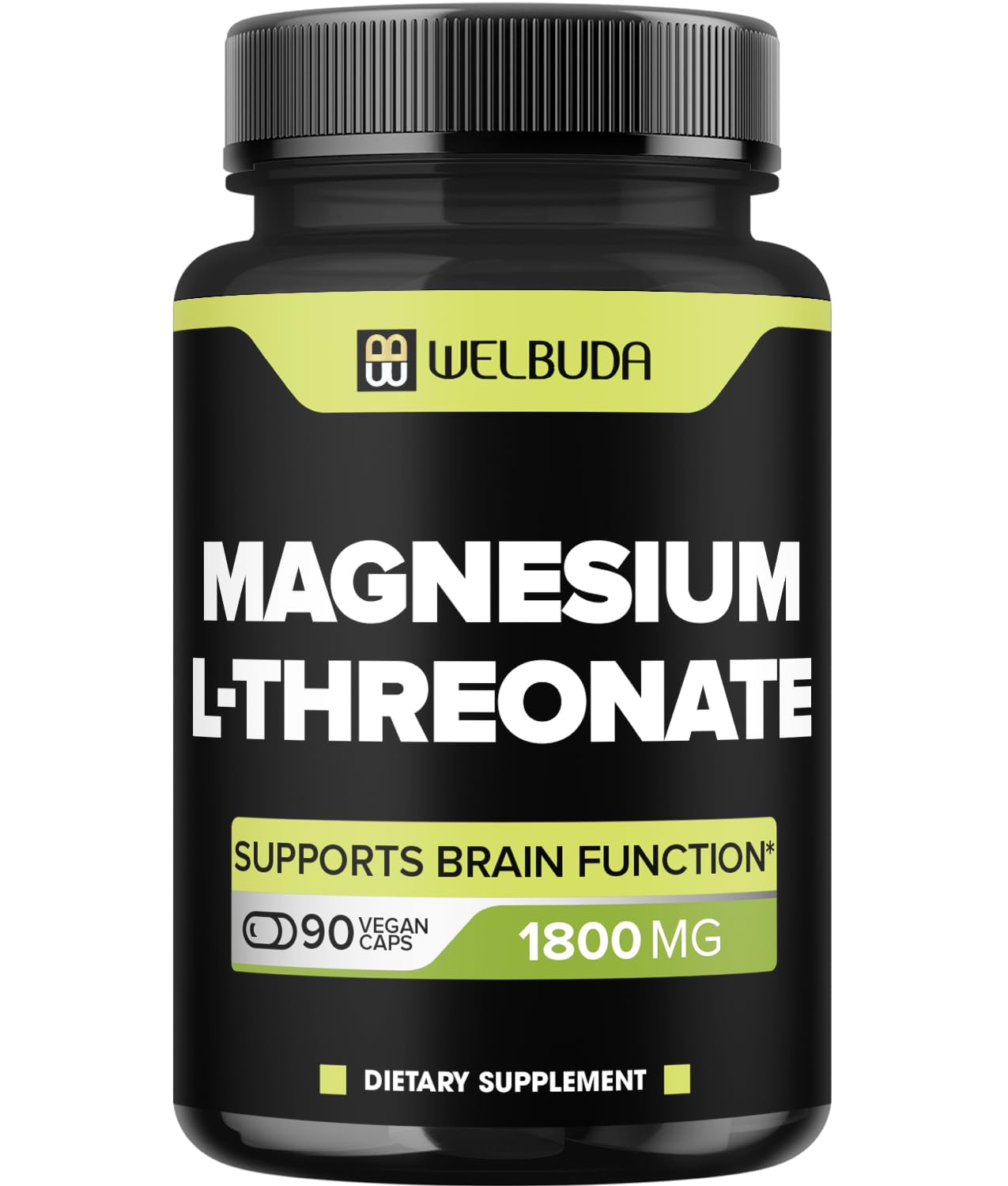 Magnesium L-Threonate Capsules with 12% Purified - 1800Mg - 90 Capsules - Providing 216mg Elemental Magnesium L-Threonate