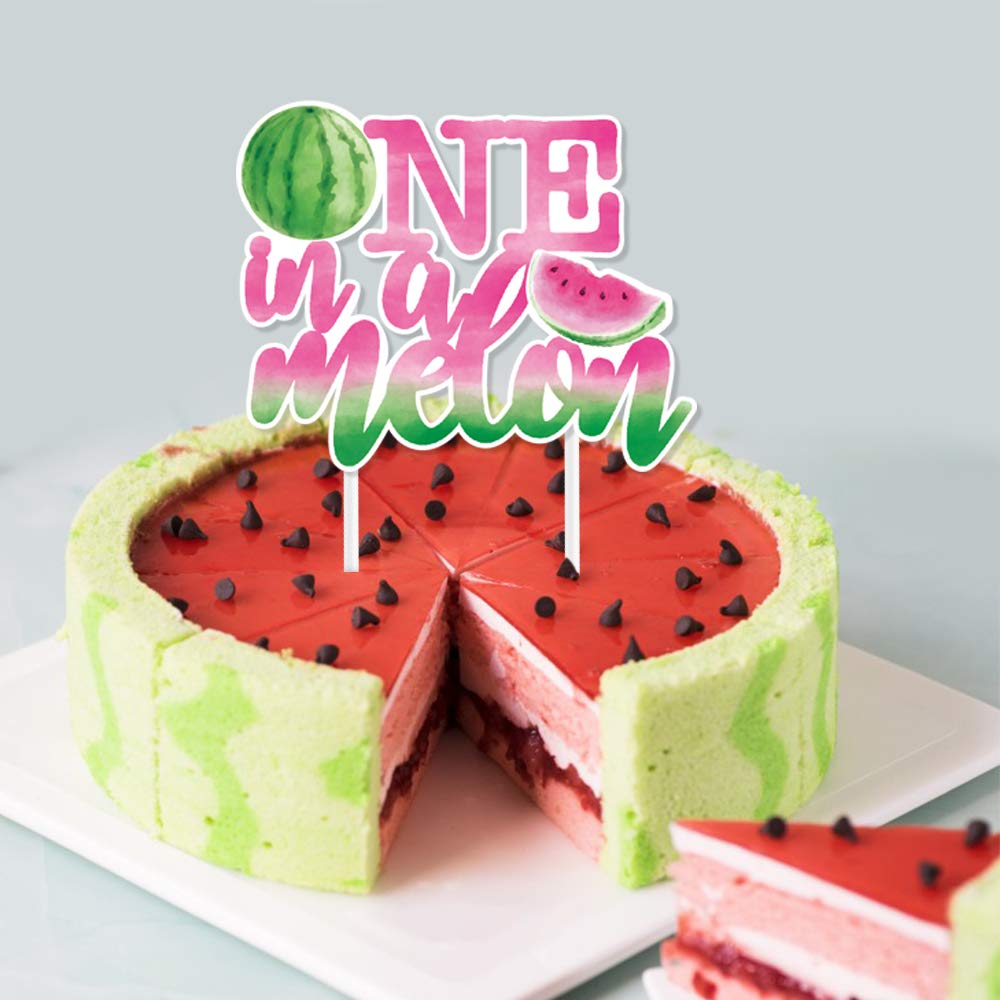 WERNNSAI Watermelon Cake and Cupcake Toppers - Pack of 31PCS Watermelon Cake Topper for Girls 1st Birthday Summer Tropical Fruit Watermelon Themed Party Cupcake Topper Picks Decorations