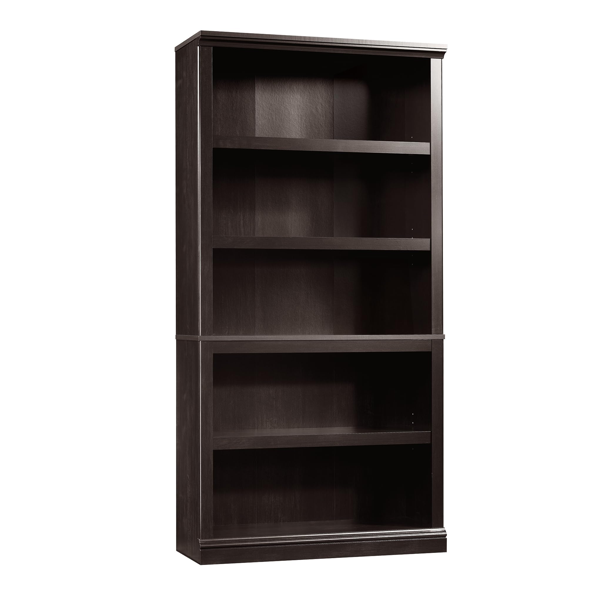 Sauder Miscellaneous Storage 5 Bookcase/Book Shelf, L: 35.28" x W: 13.23" x H: 69.76", Estate Black