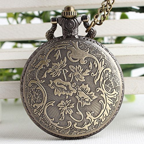 VIGOROSO One Piece Anime Vintage Antique Bronze Steampunk Quartz Pocket Watch Necklace Pendant in Box