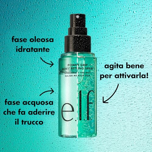 e.l.f. Power Grip Dewy Setting Spray, Ultra Fine Mist Made With Hyaluronic Acid, Grips Makeup For A Hydrated, Dewy Finish, Vegan & Cruelty-Free