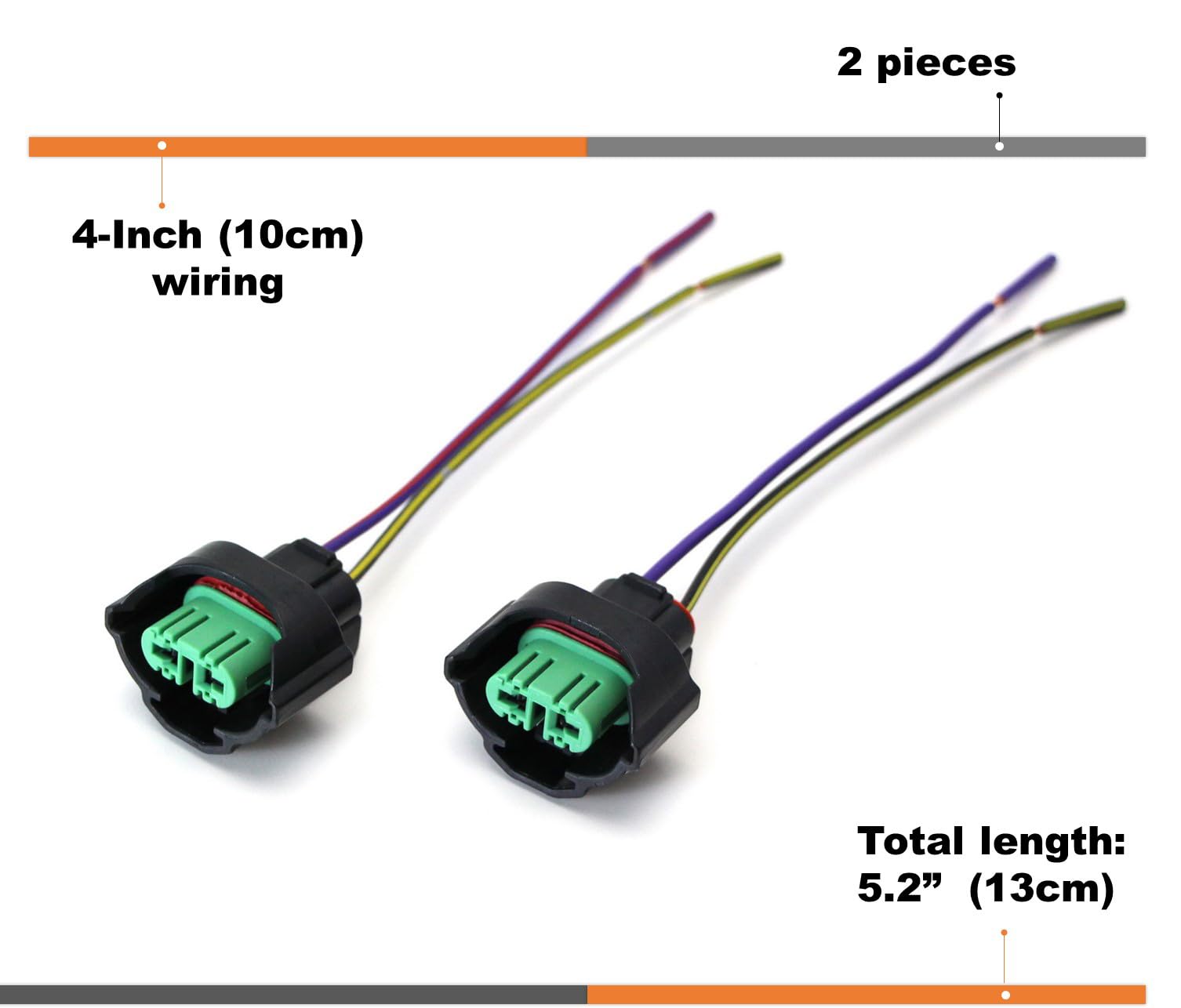 iJDMTOY (2) OEM H11 H8 Female Adapters Wiring Harness Sockets w/ 4-Inch Wire Pigtails Compatible With Headlights or Fog Lights Use