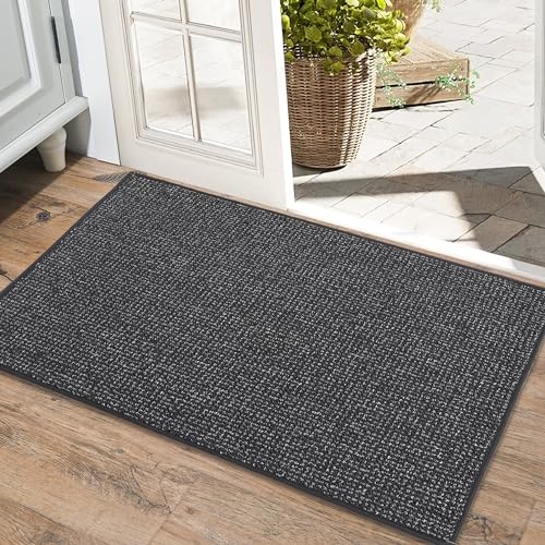 BEQHAUSE Dirt Trapper Door Mat 20" x 32", Non-Slip Washable Doormats Entrance Mat, Dirt Resistant and Absorbent Welcome Mat, Low Profile Floor Mats for Front Back Door and Entryway, Black