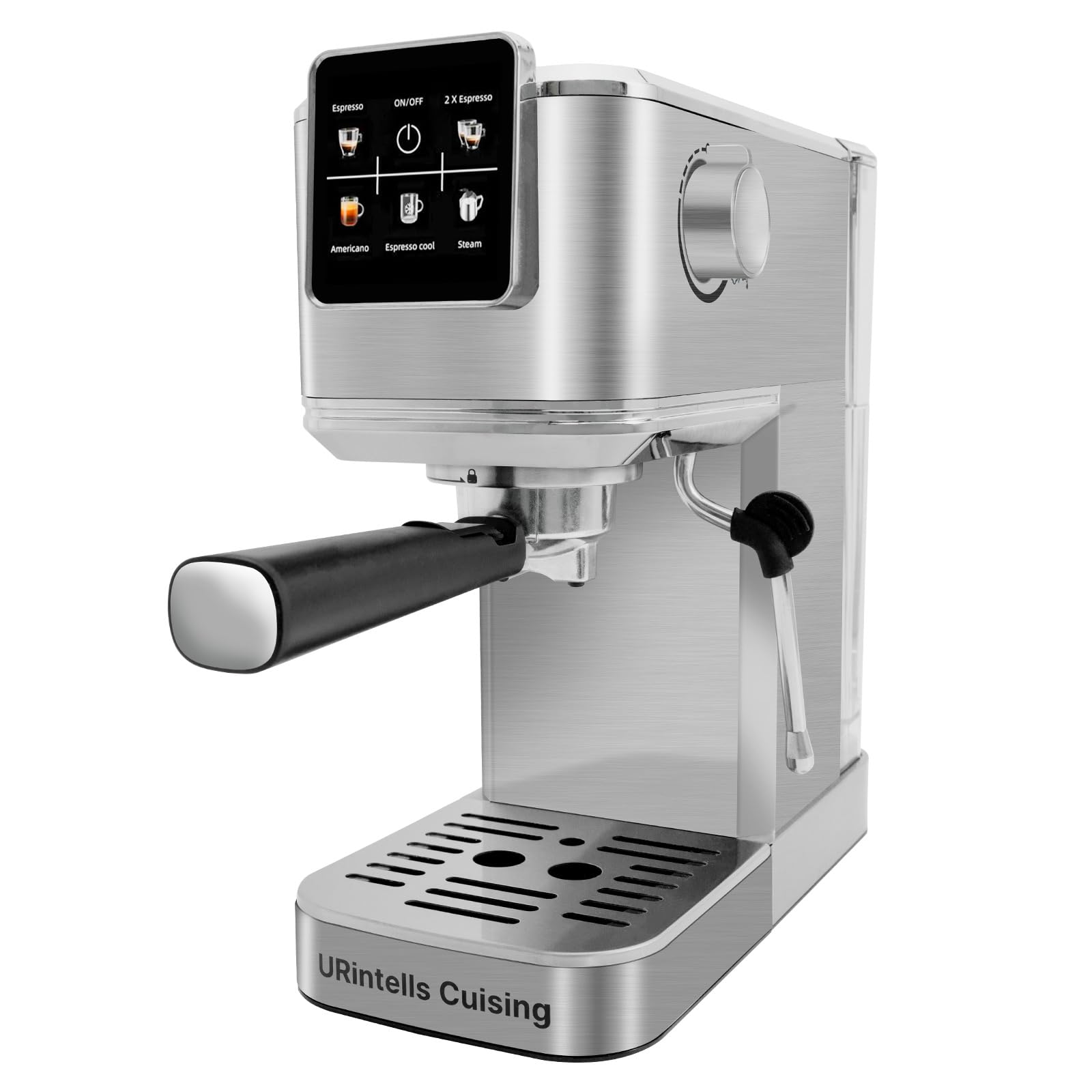 URintells Cuising Espresso Machine 20 Bar, Touch Screen Espresso Maker with Americano, Coffee Machine with Steam Milk Frother, Stainless Steel Cappuccino Latte Machine for Cold Brew Home Gifts