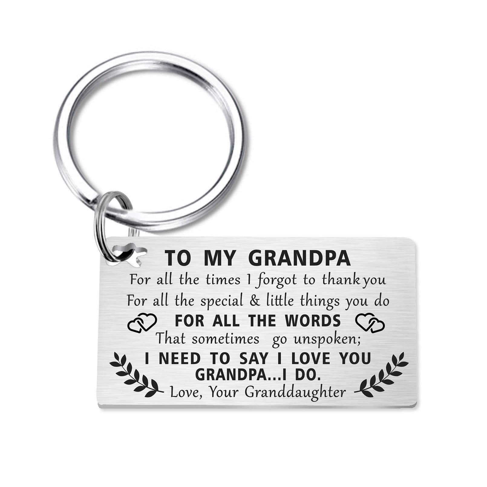 TANWIH Grandpa Gifts from Granddaughter, Grandpa Birthday Keychain, Thank You Grandfather, Best Grandpa Gifts for Father's Day Christmas