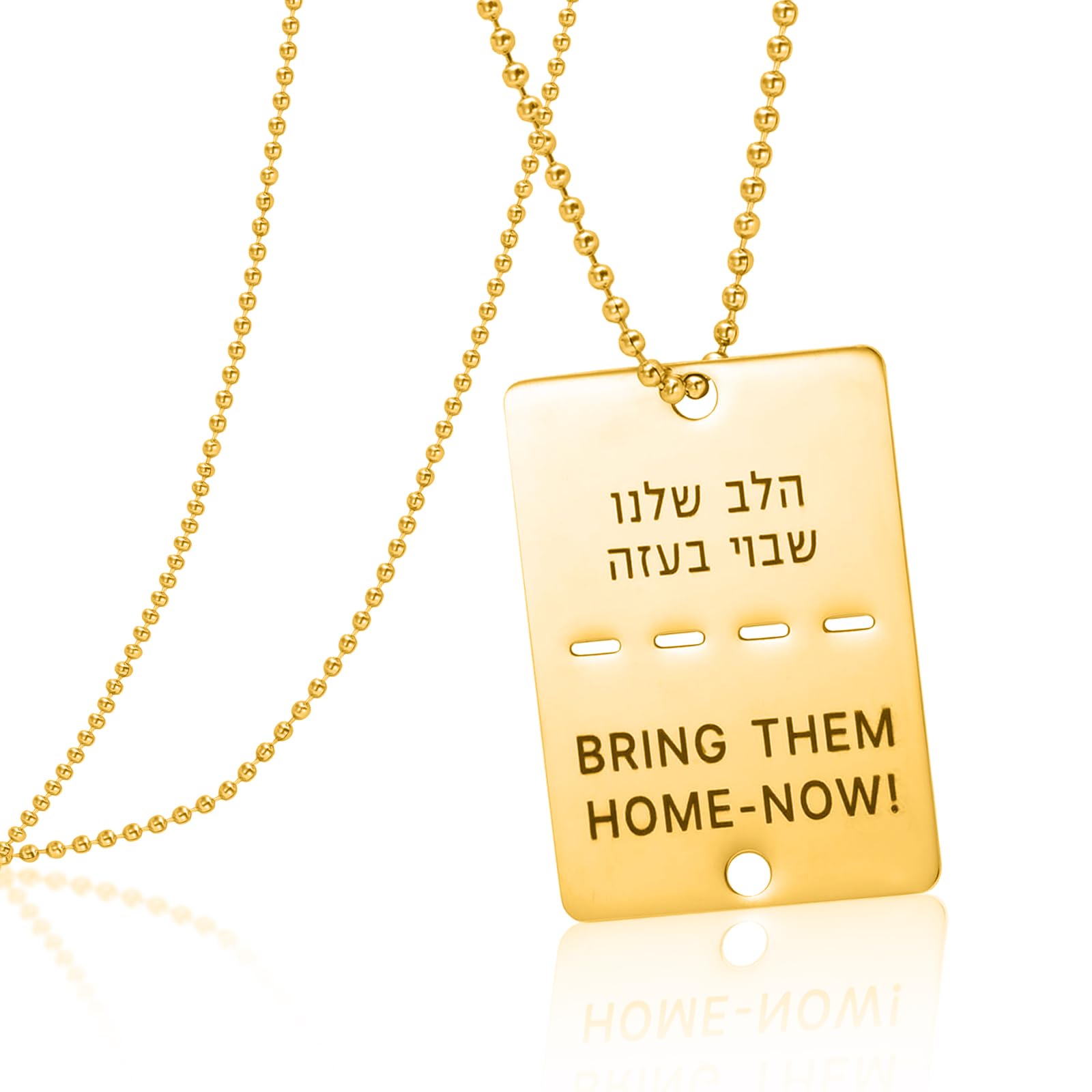 VASSAGO Bring Them Home Now Necklace Israel Military Jewelry Stand with Israel Stainless Steel Dog Tag Pendant Israel Necklace for Men Women (gold bring them home now necklace)