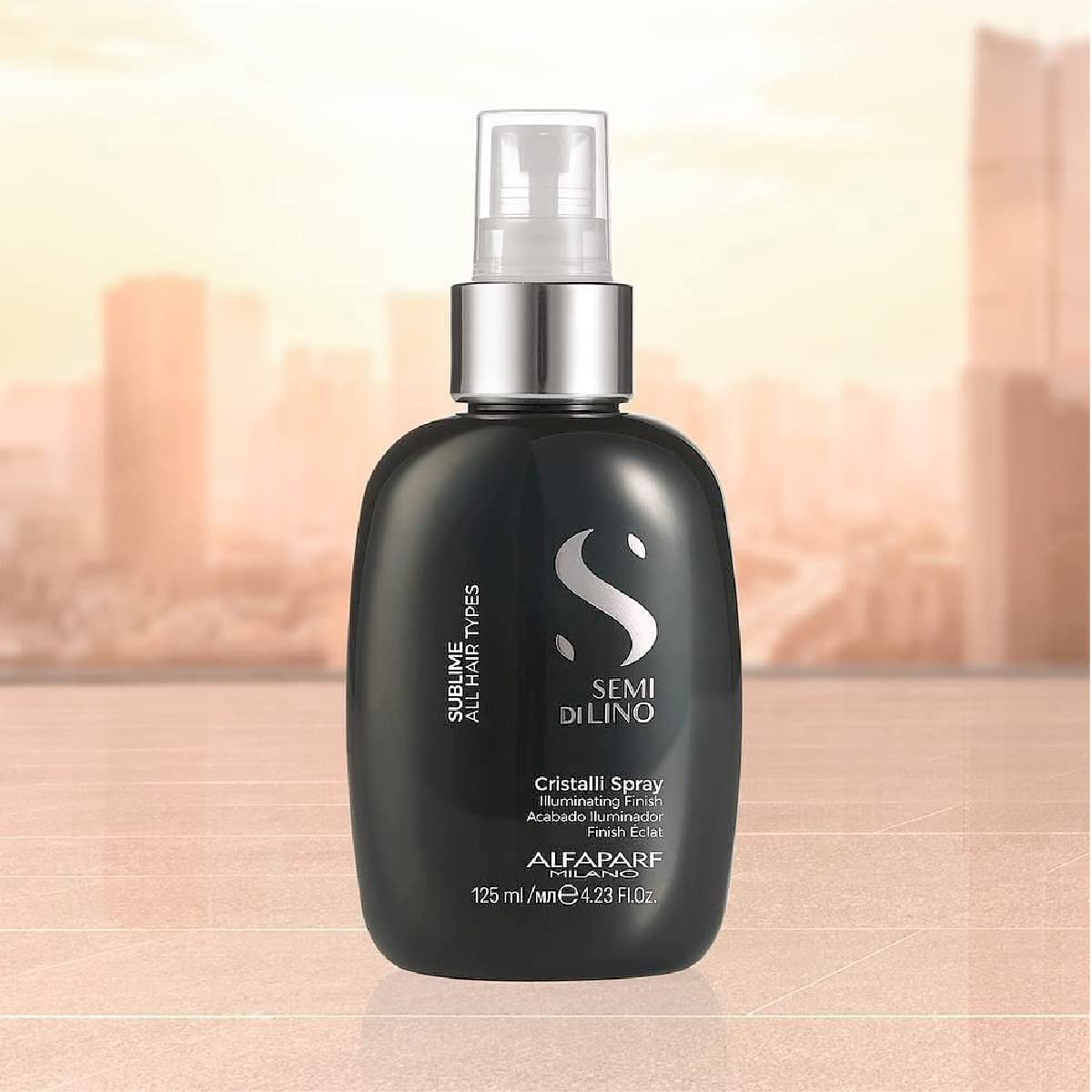 Alfaparf Milano Semi Di Lino Sublime Cristalli Smoothing Finishing Hair Spray - Dry Hair Treatment to Detangle & Add Shine - Smoothing Serum with Flax Seed Oil & Vitamin E - Vegan (4.23 oz / 125 ml)