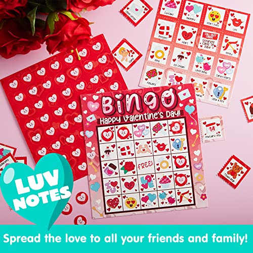 JOYIN 28 Players Valentine's Day Bingo Card for Kids and Adults, for Family/School Classroom Large Group, Party, Treats, Game