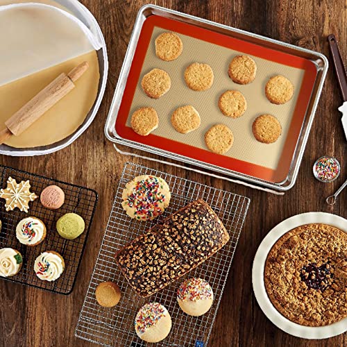 Square Silicone Baking Mats for 9 Inch Cake Pan, 8.5" Food Grade Non-stick Reusable Silicone Mat for Baking Pan for Bread/Pastry/Toast/Pie, Professional Cookie Sheets Liners for Brownie Pan 2 PCS