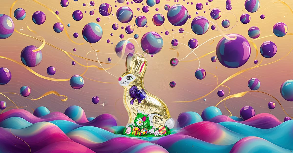 Madelaine Highly Detailed Solid Premium Milk Chocolate Easter Rabbit Sitting On The Grass (6 OZ - 1 Pack)