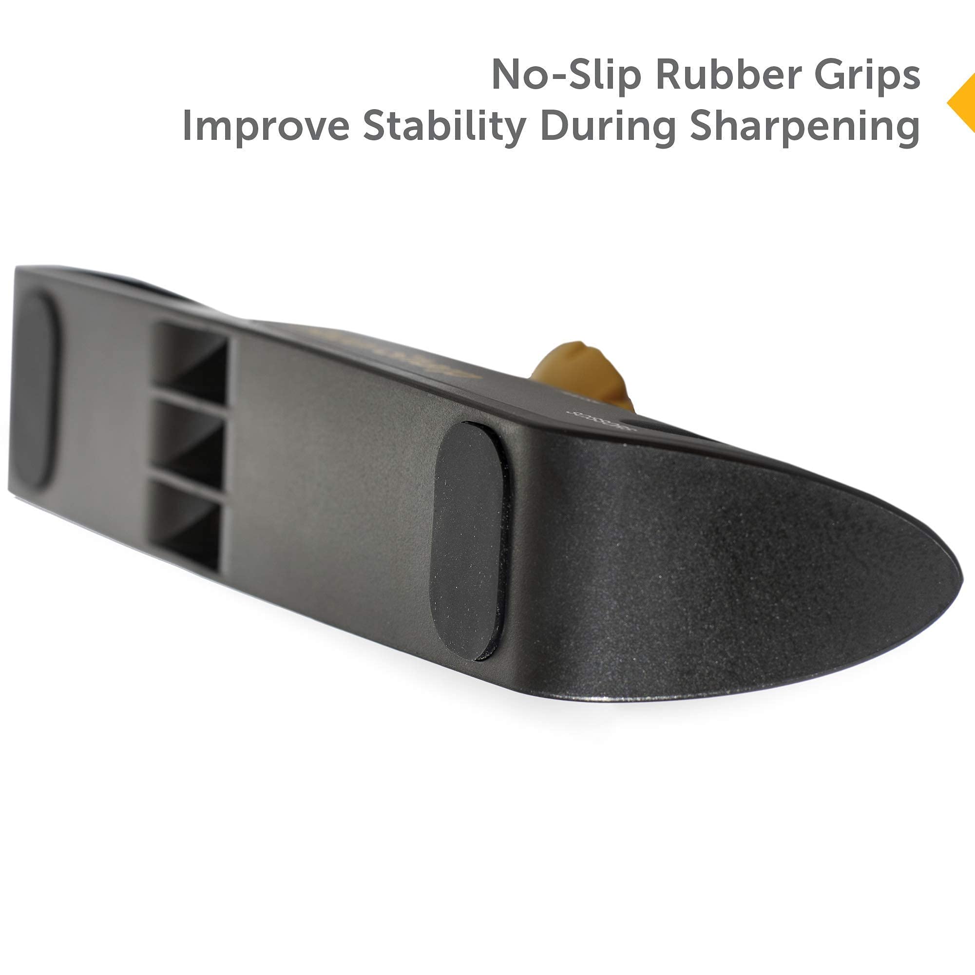 RAZORSHARP™ Knife Sharpener With Adjustable Angle Guide — Diamond-Coated Ceramic Sharpening Stones for All Knives Including Precision Kitchen, Professional, Chef's Knives — Non-Slip Rubber Edge Grip