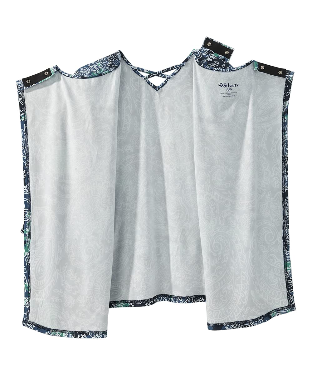 Women’s Open-Back Adaptive Criss Cross Neckline Top - Paisley Blues MED