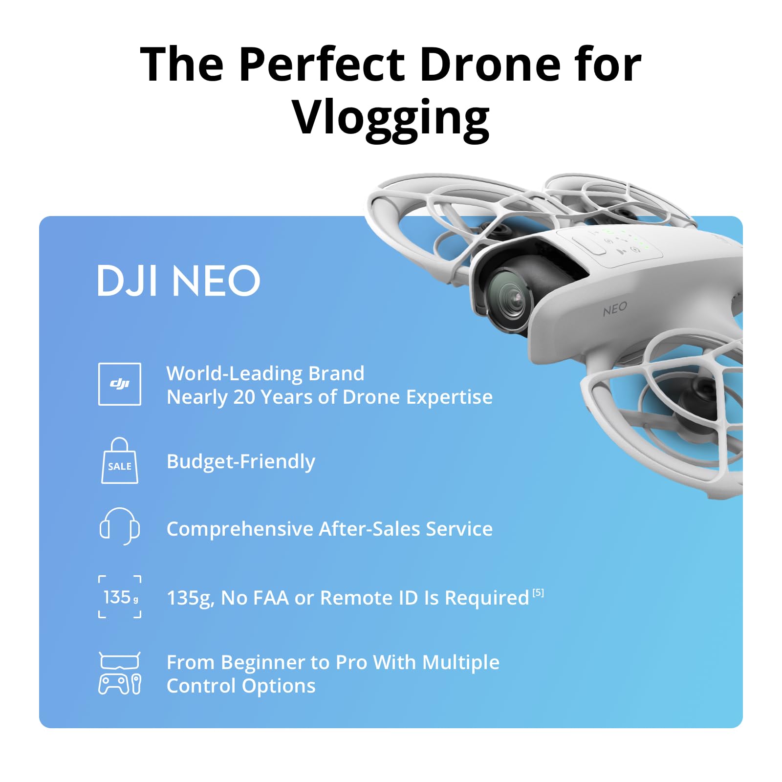 DJI Neo Three-Battery Combo, Mini Drone with 4K UHD Camera for Adults, 135g Self Flying Drone that Follows You, Palm Takeoff, AI Subject Tracking, QuickShots, Stabilized Video (Controller-Free)