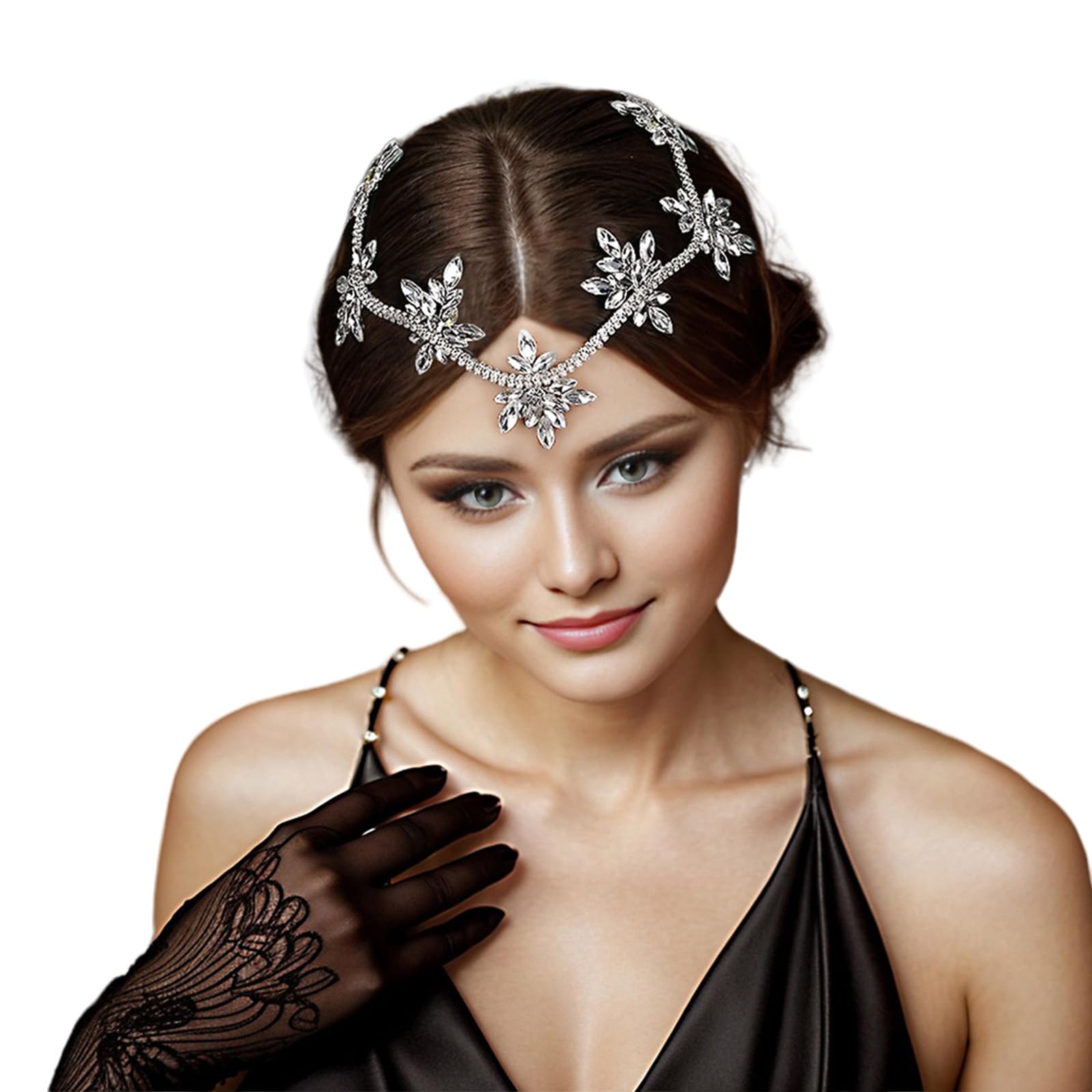 FUILUA Rhinestone Bride Headband Wedding Headpiece with Comb Sparkle Crystal Hair Accessories for Women Girls