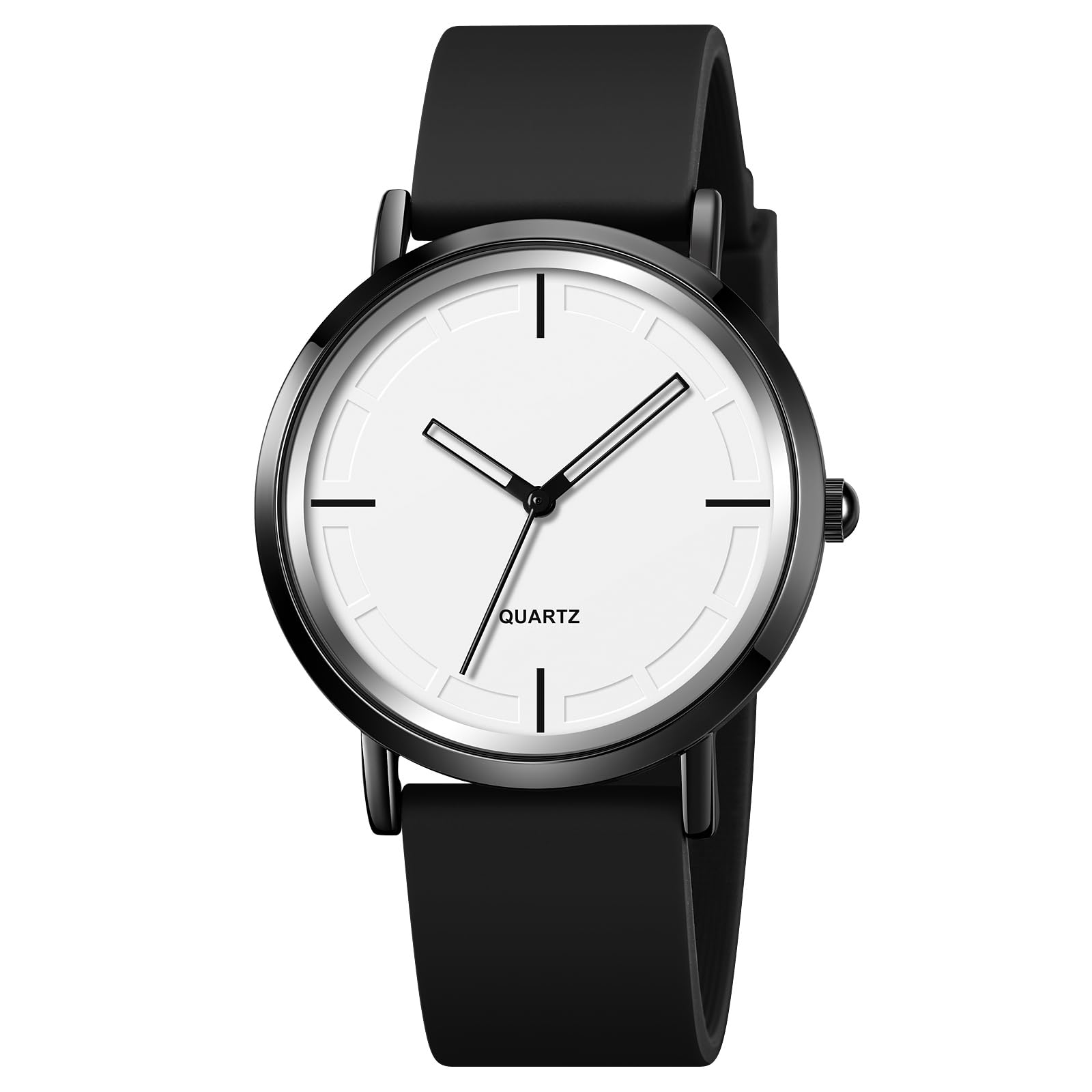 BESTKANG Fashion Simple Women Men Watches Luxury Quartz Silicone Waterproof Unisex Wrist Watches (Black and White)