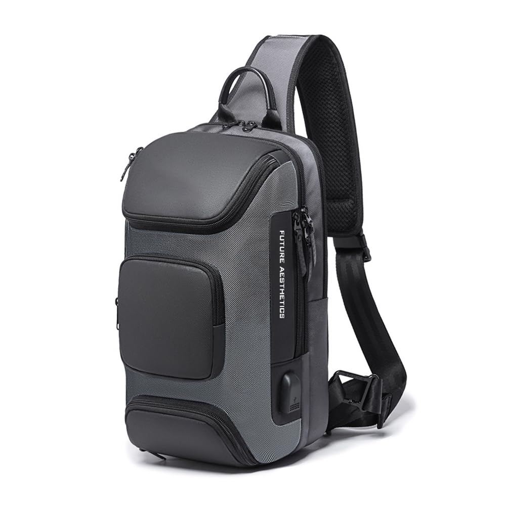 OZUKO Sling Backpack Sling Bag Crossbody Backpack Shoulder Casual Daypack Rucksack for Men (Gray1)