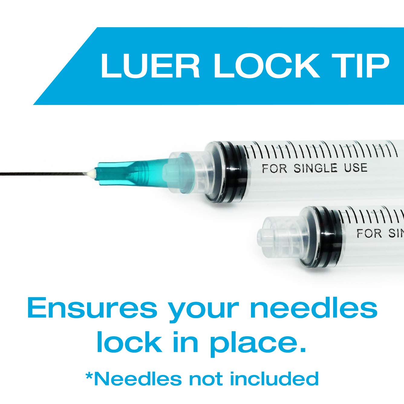 3ml Syringe Without Needle Luer Lock 100 Pack by Tilcare - Sterile Plastic Medicine Droppers for Children, Pets or Adults – Latex-Free Oral Medication Dispenser - Syringes for Glue and Epoxy