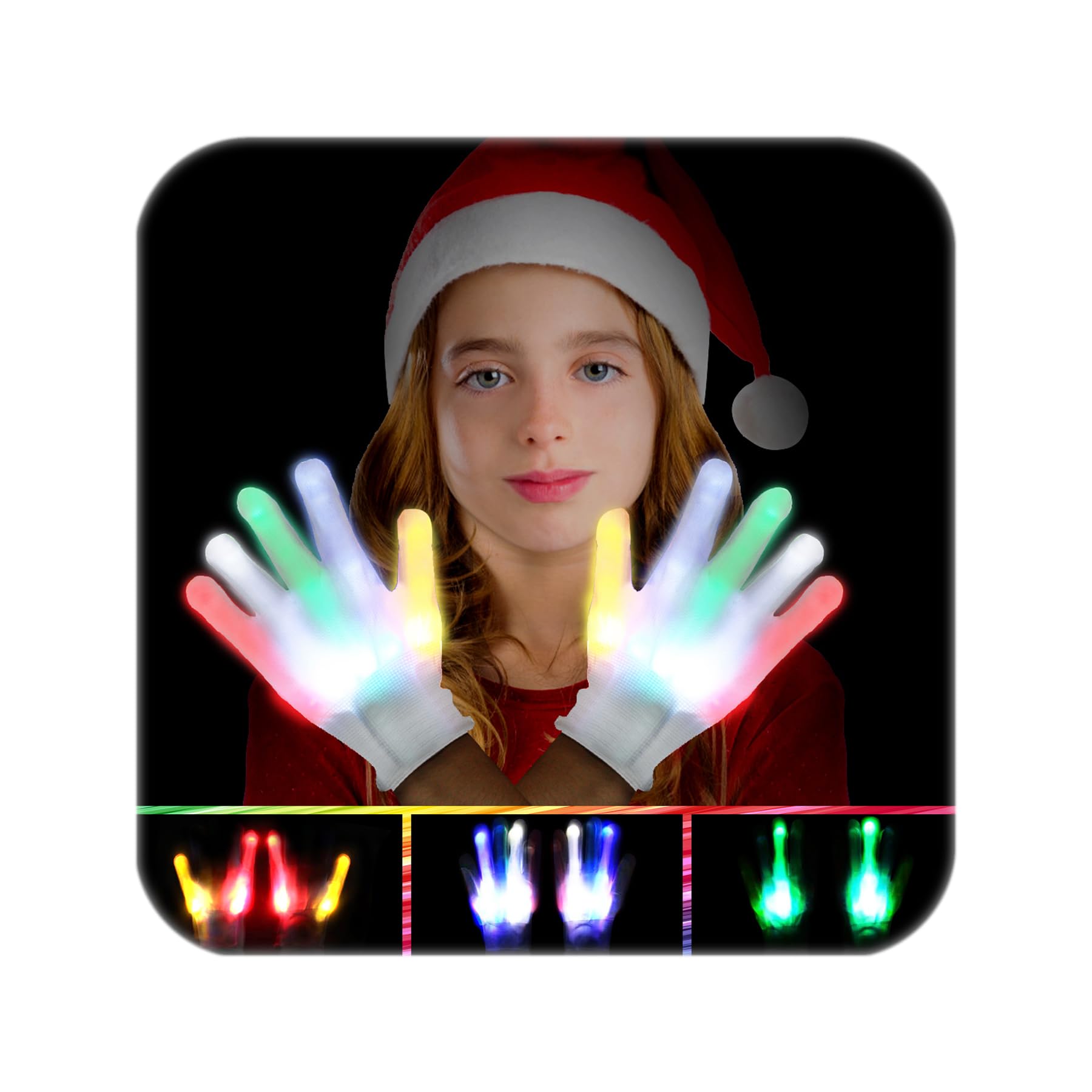 Christmas Toys Christmas Costumes Cool Toys Boys Girls Gift Toys for 15 16 17 18+ Year Old LED Gloves for Kids Rave Gloves Rainbow Colors Halloween Party for Outdoor Games Favors Glowing Birthday