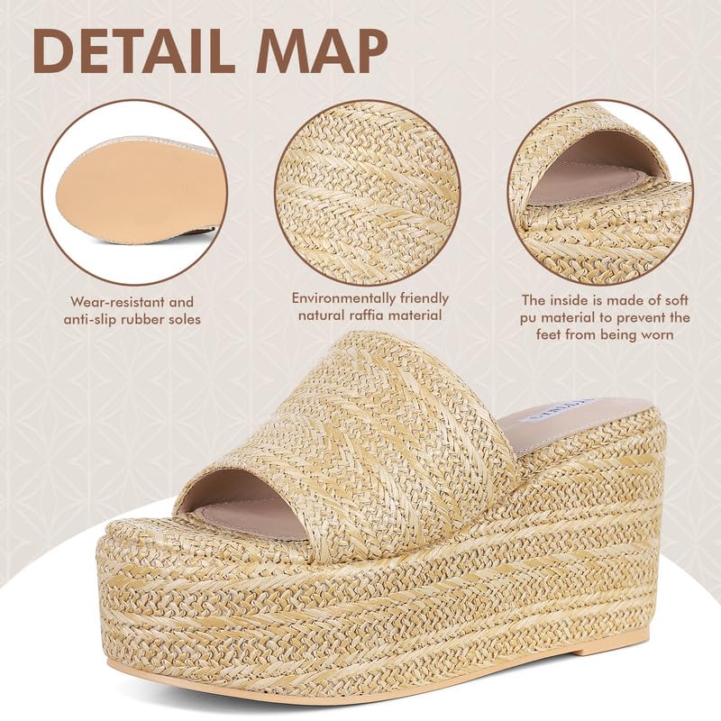 CYNLLIO Womens Wedges Slide Sandals Slip on Open Toe Platform Sandals Summer Espadrilles Sandals Beach Shoes Outdoor High Heel Slippers