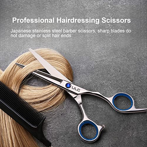 Hair Cutting Scissors, ULG Professional Hair Scissors 6.5 inch Right-Hand Razor Edge Barber Scissors Salon Hair Cutting Shears Made of Japanese Stainless Steel, Hand Sharpened Blue