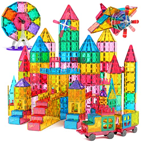 Jasonwell 65pcs Magnetic Tiles Building Blocks Set for Boys Girls Preschool Educational Magnet Construction Kit Stacking STEM Toys Christmas Birthday Gift for Kids Toddler 3 4 5 6 7 8 9 10 + Year Old