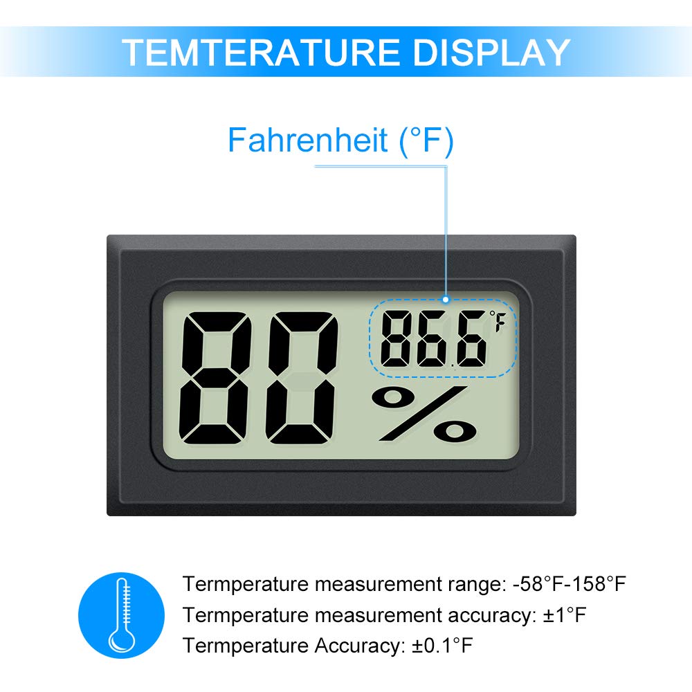 Mini Hygrometer Thermometer 2PCS Mini Digital Humidity Gauge, AikTryee Hygrometer Indoor Humidity Monitor Temperature Humidity Gauge Meter for Greenhouse Garden Cellar Closet Etc