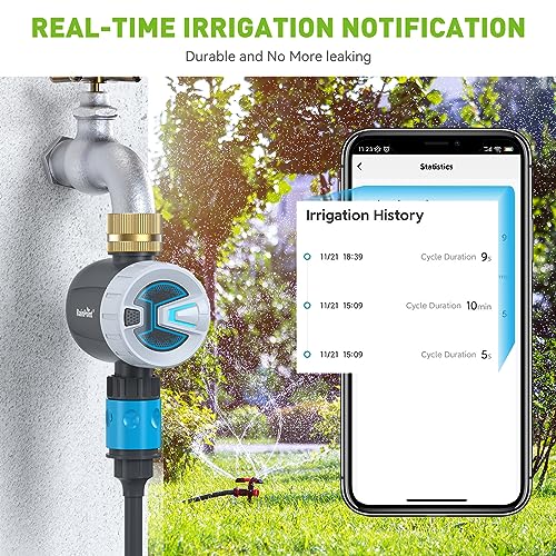 RAINPOINT Sprinkler Timer Outdoor, Bluetooth Hose Timer to 60M Connect Range, Digital Irrigation Water Timer for Garden Hose, Faucet Timer for Lawn Yard