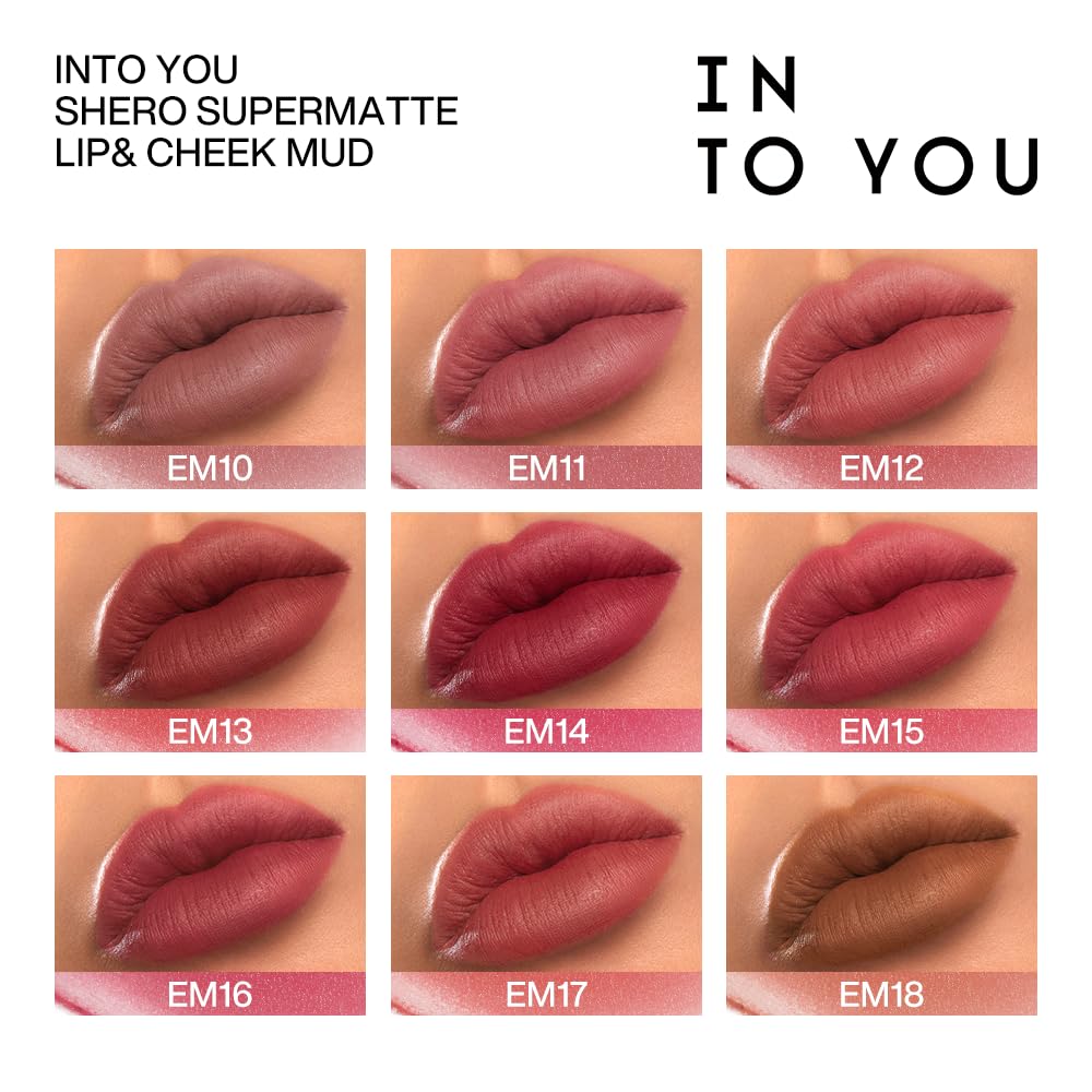 INTO YOU Matte Lipstick for Women, Matte Red Lipstick Long Lasting, Multi-Purpose for Lips and Cheek, Non-Stick Cup Not Fade Lip Stain Makeup Cosmetics Official Directly (EM18)