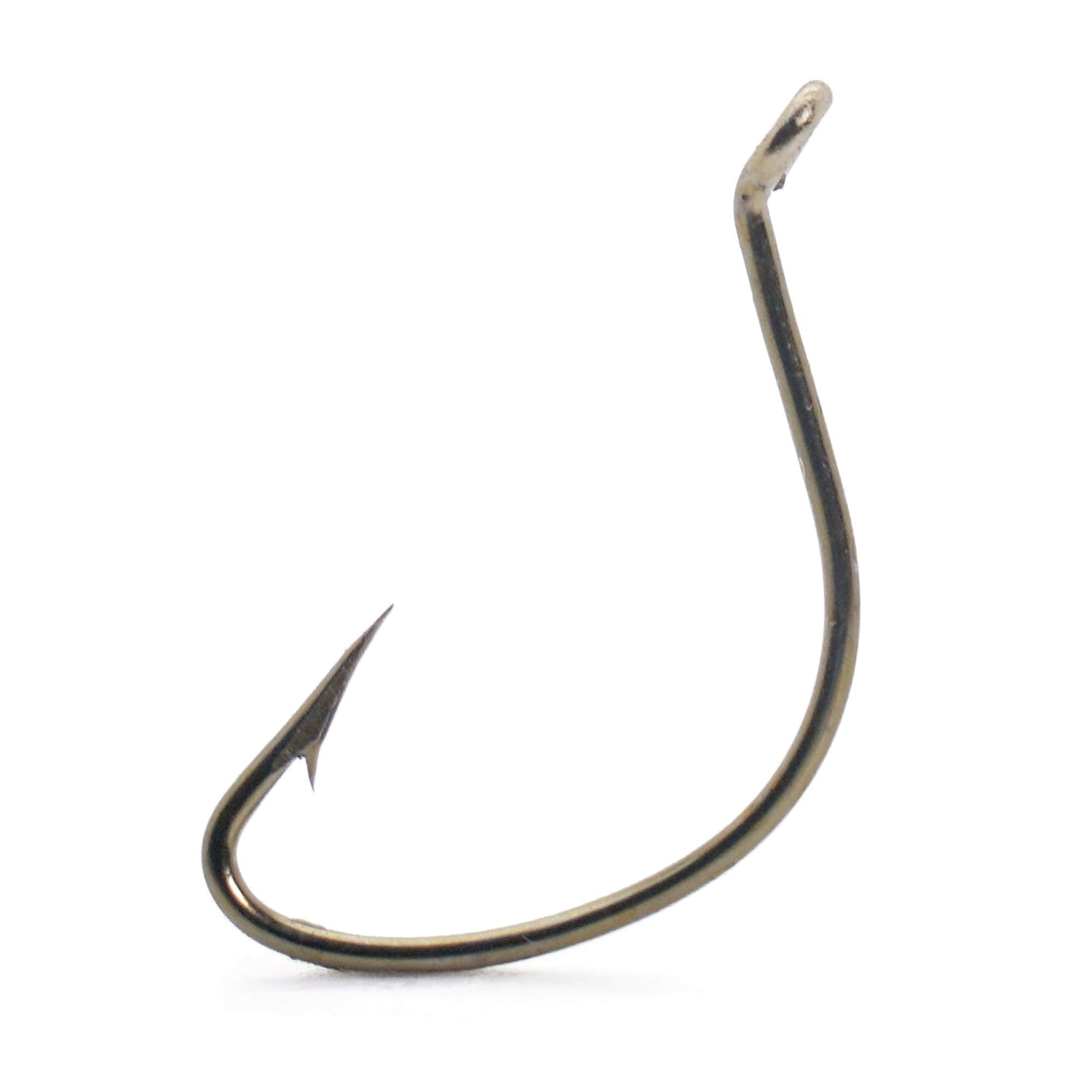 Mustad Classic Reversed Turned Up Eye Wide Gap Hollow Point Hook (Pack of 100), Bronze, 6