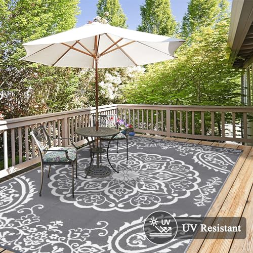 Pauwer Waterproof Outdoor Rug 6'x9', Reversible Outdoor Plastic Straw Rug, Outdoor Patio Rug for Camping, Outside RV Mat, Indoor Outdoor Rugs Carpet for RV, Picnic, Backyard, Deck, Balcony, Porch