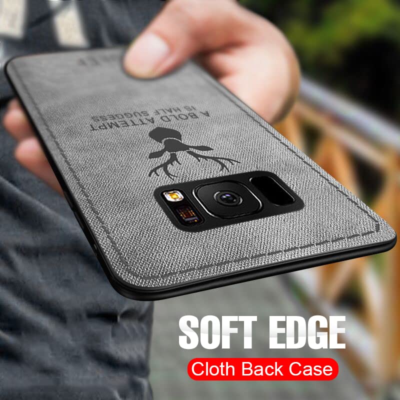 Casecious Compatible with Samsung Galaxy Note 10 Plus or Note 10 Plus 5G Soft Texture Deer Pattern Embossed Fabric Cloth TPU Cell Phone Mobile Basic Back Case Cover (Black)