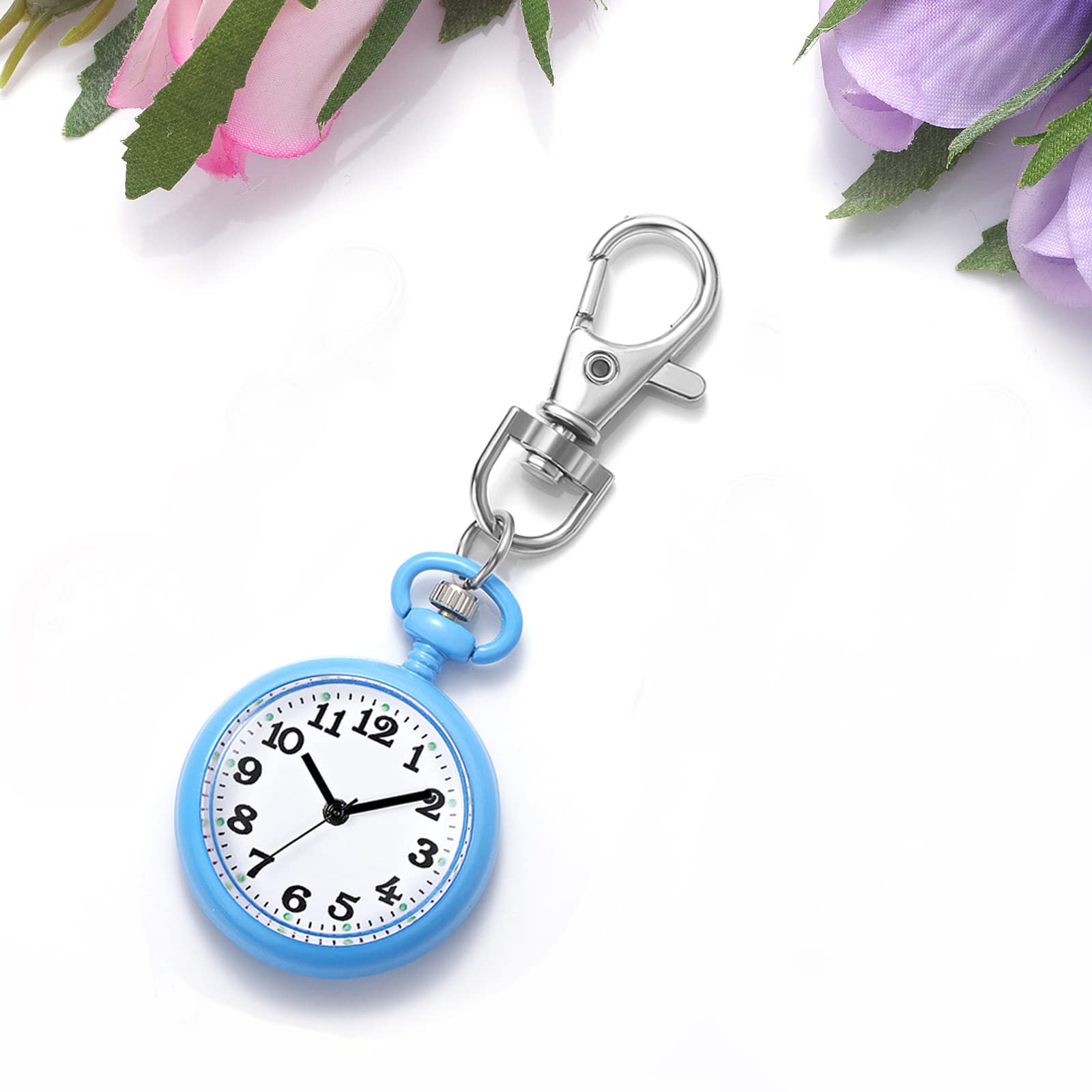 JewelryWe Key Chain Watch Novelty Key Ring Watch Vintage Gold/Silver Quartz Pocket Watch FOB Clip-on Watch, for Men Women Teen Students