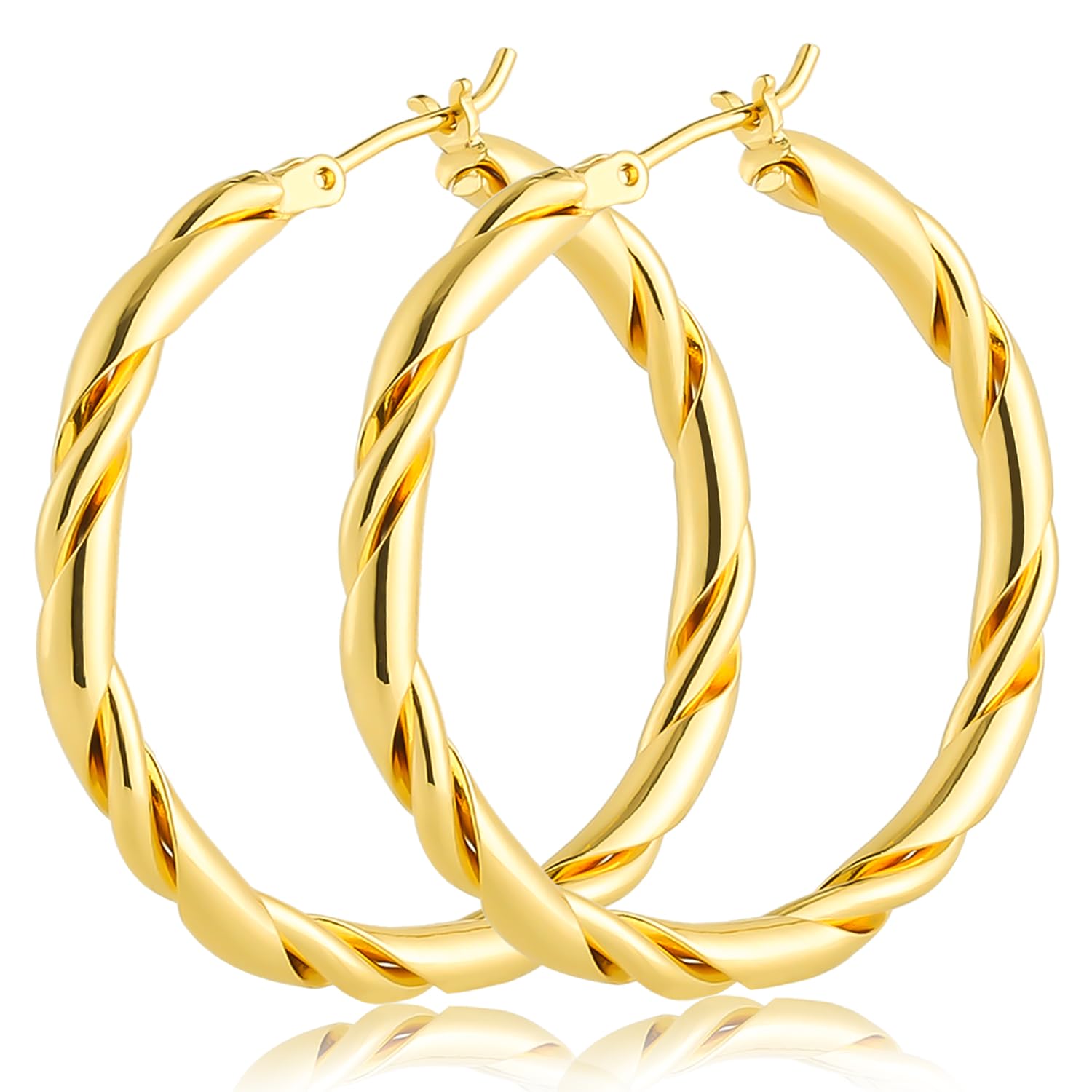 Ongerek 14k Gold Hoop Earrings for Women 14K Gold Earrings Fried Dough Twists Earrings for Women Trendy Hypoallergenic Earrings Gold Jewelry for Womens Earrings