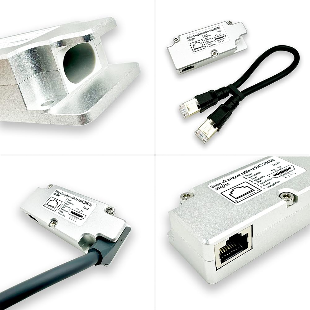 YAOSHENG Rectangular Dishy Cable Adapter to RJ45. Connect Your Dishy V2 to PoE Injector Quickly and Easily.