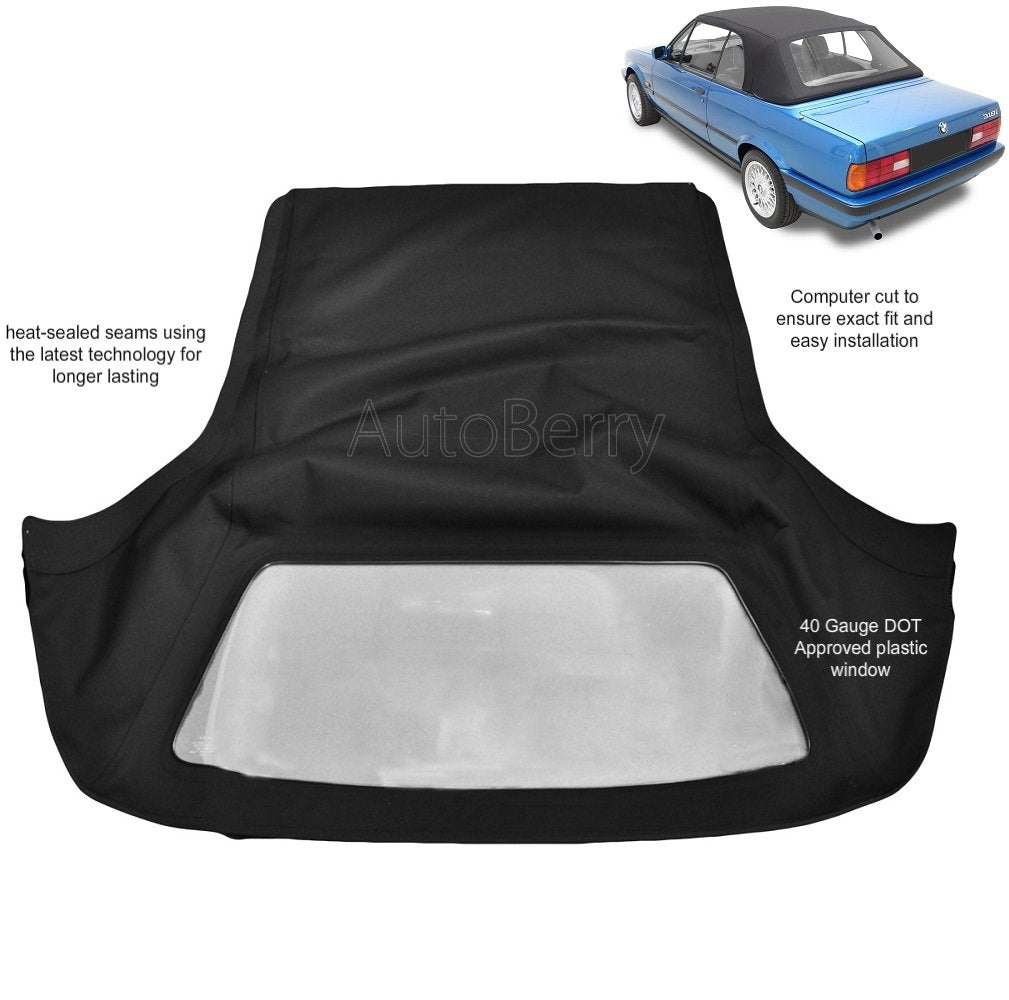 Fits: BMW 3 Series E30 Convertible Soft top 1987-1993 325i, 320i, 318i M3 Black Twill Vinyl