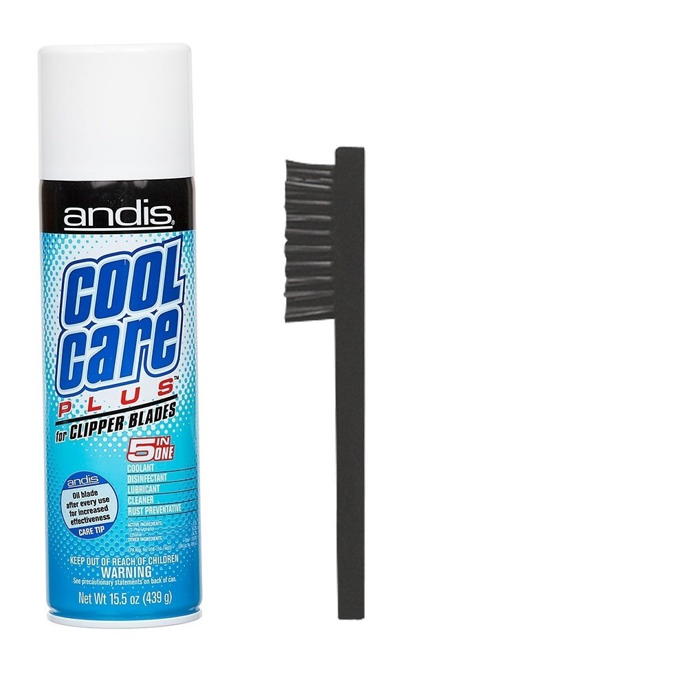 ANDIS Cool Care Plus Spray for Clipper Blades, 15.5 Oz. With Clipper Cleaning Brush