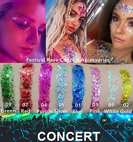 Go Ho Brown Face Body Glitter,Singer Concerts Brown/Maroon Face Glitter Makeup,Holographic Chunky Sequins Glitter Gel for Eye Lip Hair,Festival Rave Accessories,52g