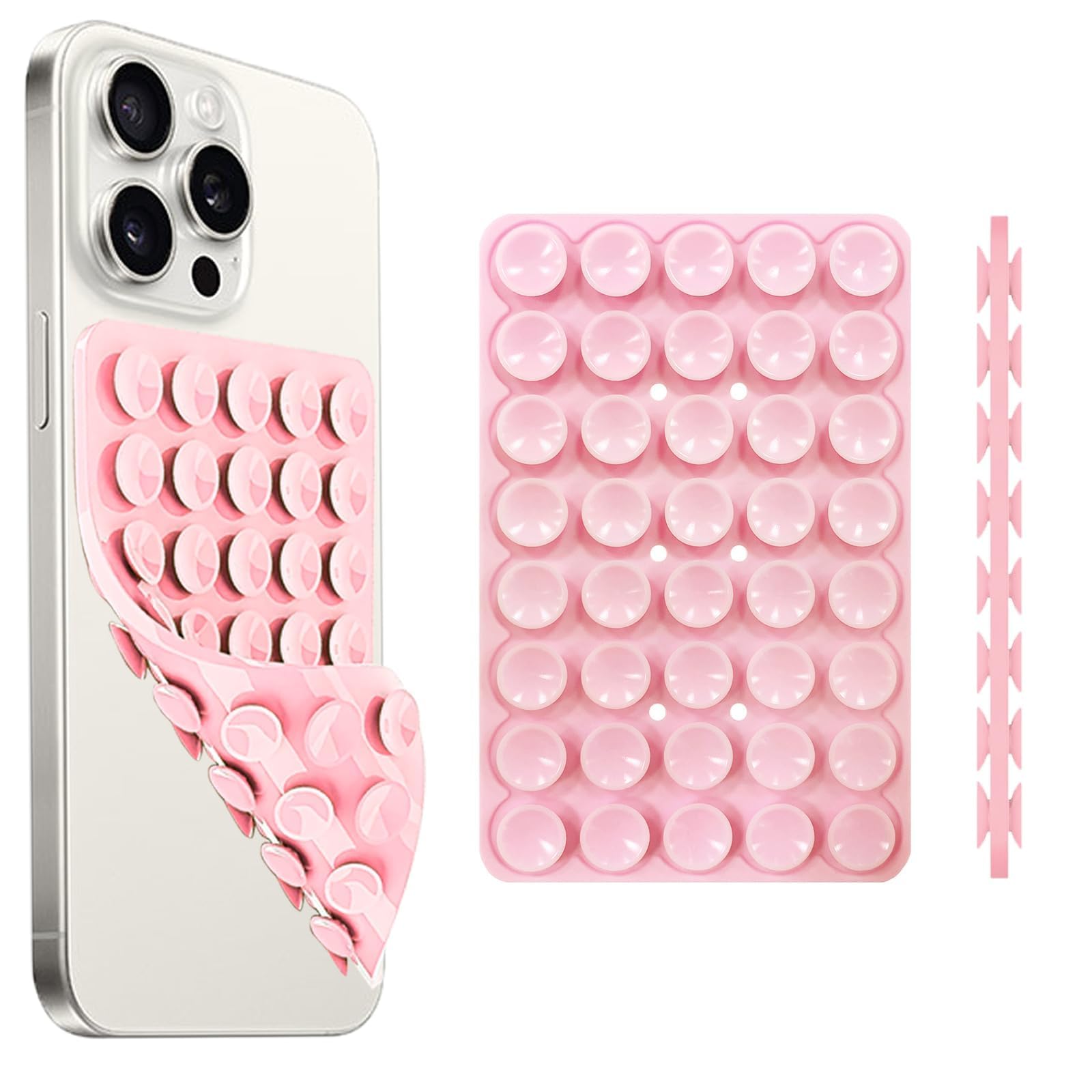 Yojaro Silicone Suction Cup Phone Case Mount Double Sided, Phone Accessories Hands-Free Strong Grip Holder for Selfies and Videos, Silicon Phone Stand for iPhone and Android Light Pink