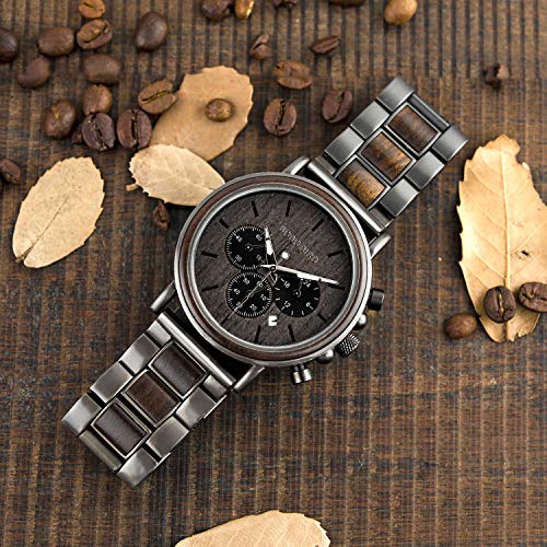 2win Engraved Personalized Wooden Watch for Boyfriend My Man Fiancé Husband Customized Wooden Watches for Men Personalized Watch (B-for-Boyfriend)