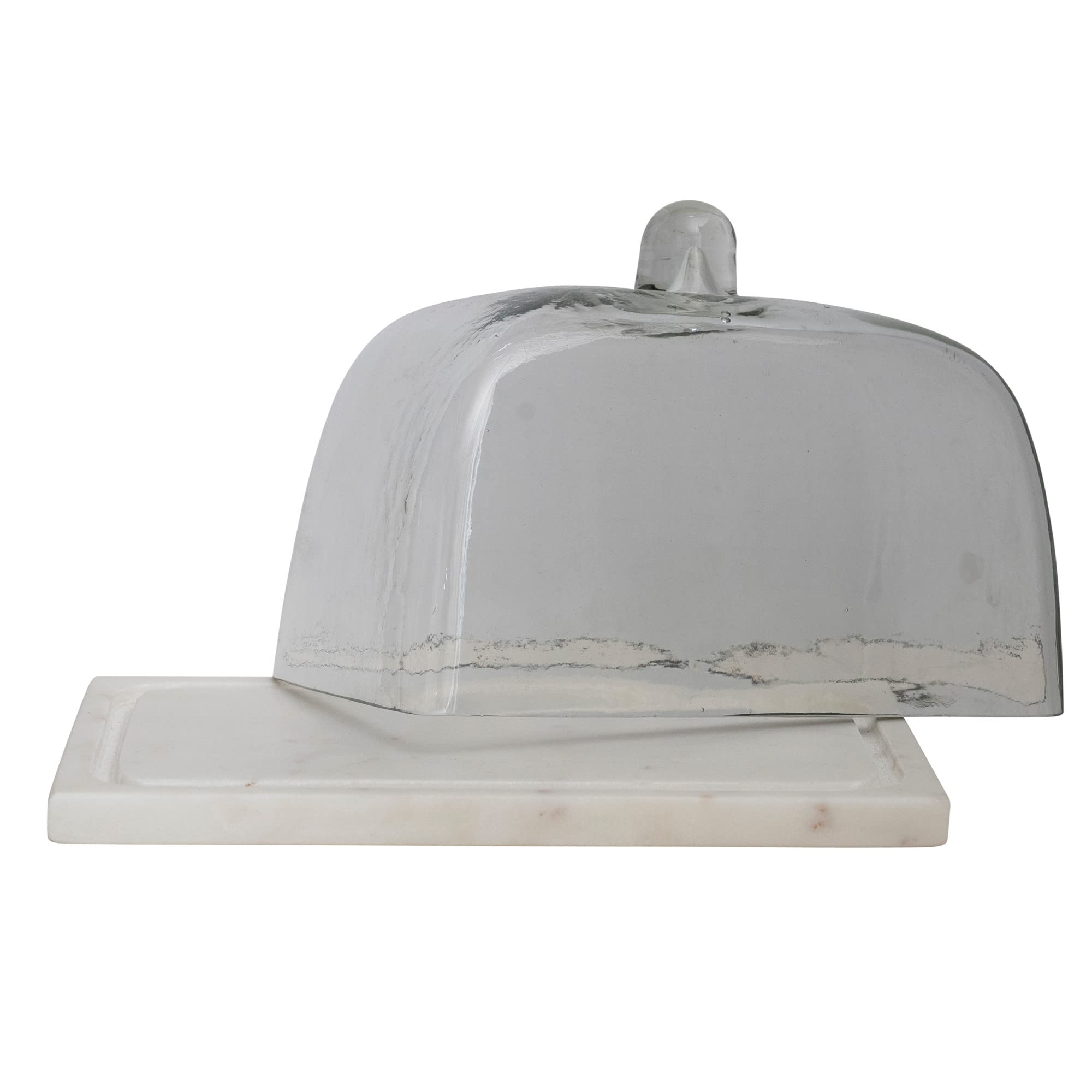 Creative Co-Op Glass Marble Base, Clear and White Cloche