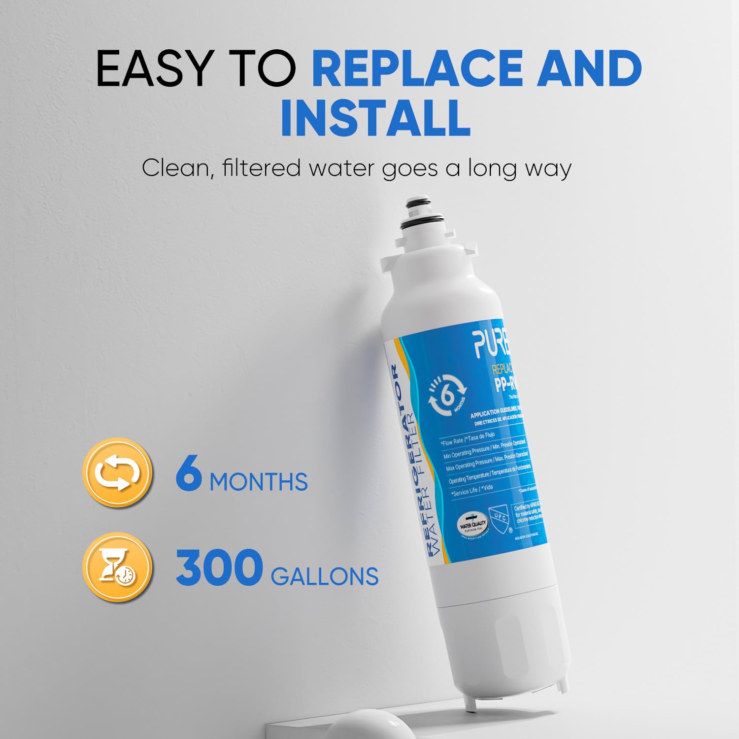 PUREPLUS Replacement for ADQ73613401, LG® LT800P®, LT800PC, ADQ736134, ADQ73613402, LSXS26326S, LSXS26366S, LSXS26366D, LMXC23746S, 46-9490, Refrigerator Water Filter and LT120F® Air Filter, 3 Combo