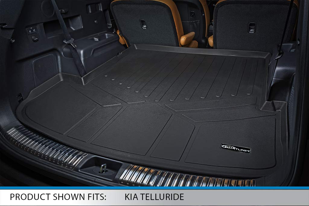 SMARTLINER All Weather Custom Fit Black 3 Row & Cargo Liner Behind The 2nd Row Floor Mat Liner Set Compatible with 2020-2023 Kia Telluride with 2nd Bucket Seats Without Center Console